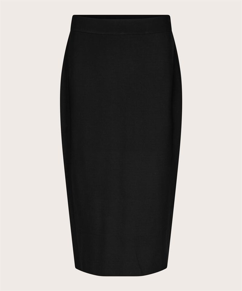 Klassisk pencil nederdel i sort med slids bagpå