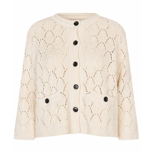 Masai MaLexina Cardigan med Hulmønster, Creme
