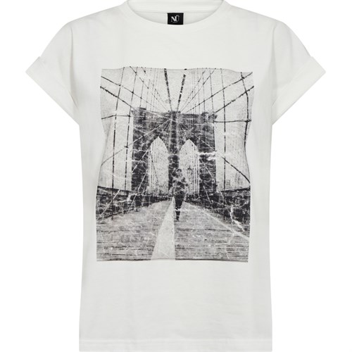 NÜ Cathlin T-shirt med print, Creme