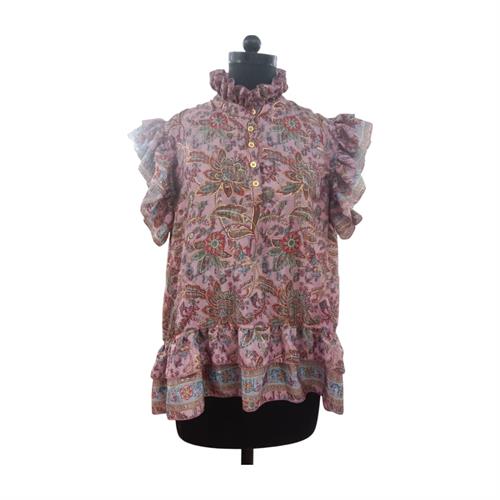 Wilto Fie S/S Bluse med flæse, Rose mix