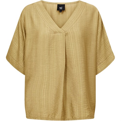 NÜ Cinda Bluse med Kort Ærme, V-hals, Honey