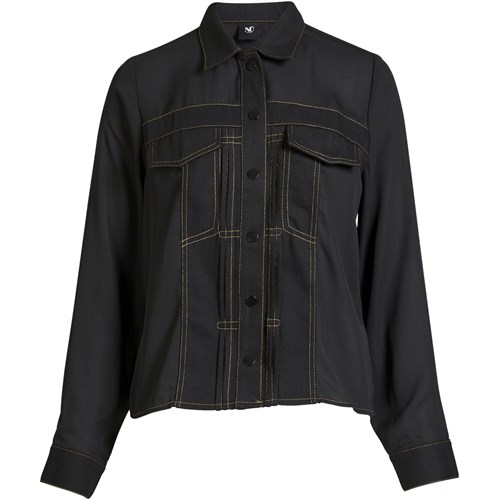 NÜ Beate Skjorte, Denim/Chiffon, Sort