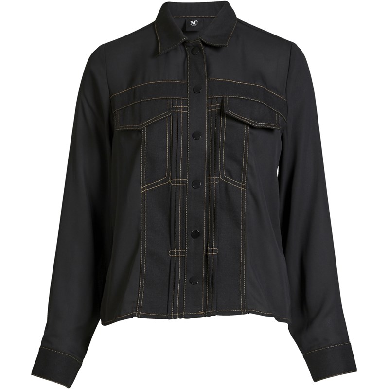 NÜ Beate Skjorte, Denim/Chiffon, Sort
