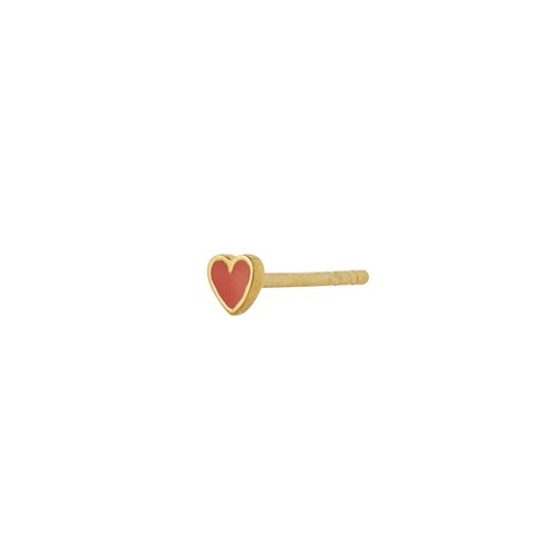 Stine A Petit Love Heart Coral Enamel Gold