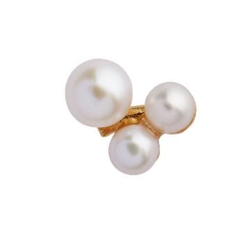Stine A Perle Ørering med 3 små perler, Forgyldt