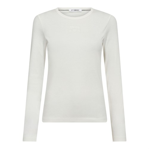 Co'Couture, GrannyCC, Broderet CC Logo, Lang ærmet T-shirt, Hvid