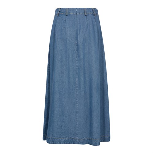 Co'Couture AnyaCC Blød Denim Pleat Nederdel, Denim Blå