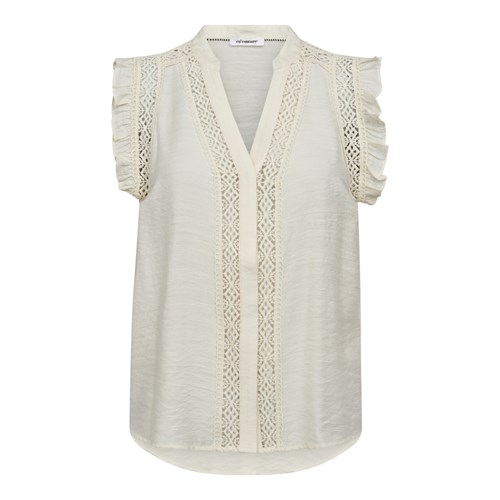 Co'Couture, CarynCC, Frill Top Creme Hvid