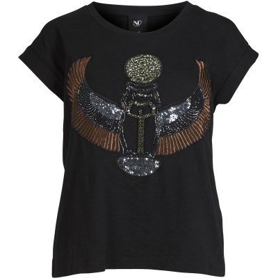 Nü, Alise, T-shirt, Med Sten, Sort