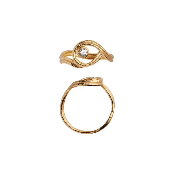Stine A Balance Ring med sten, Forgyldt