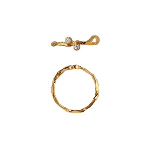 Stine A Flow Fingerring med 2 sten, Forgyldt