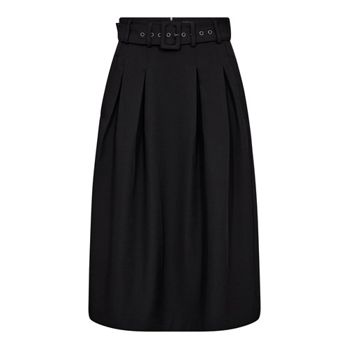 Co'Couture LunaCC Midi Pleat Nederdel med Bælte, Sort