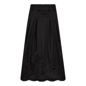 Co'Couture PoppyCC Pleat Scallop Nederdel med broderi, Mørkebrun