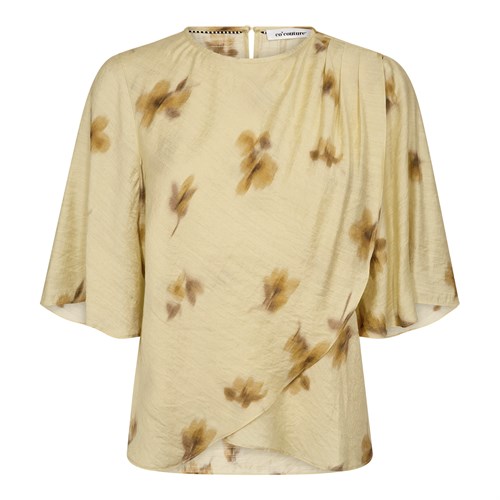 Co'Couture MylaCC Flower Drape Bluse med kort ærme, Gul
