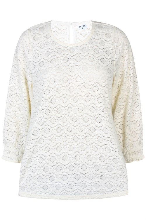 Ze-Ze, Amelia, Bluse, Med Blonde, Creme Farvet