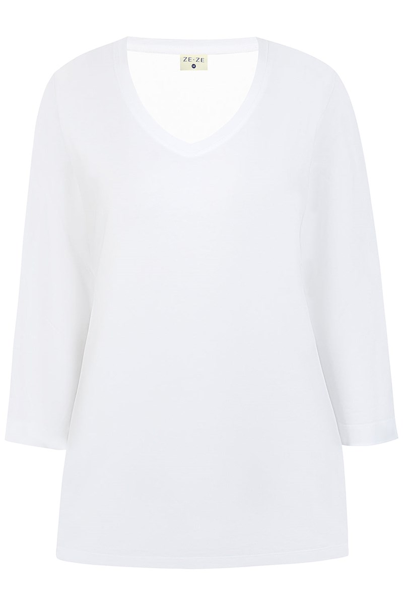 Ze-Ze Catja T-shirt med 3/4 Ærme, V-hals