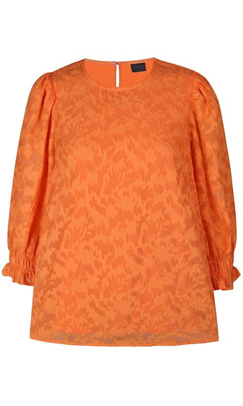 Ze-Ze Shea Bluse med Blad Broderi, Orange