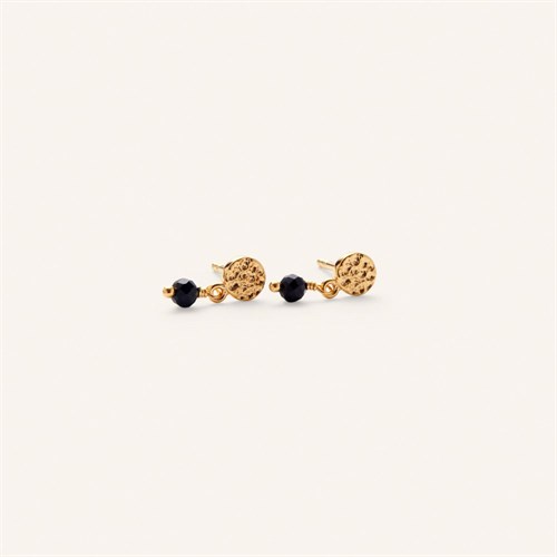 Pernille Corydon Black Nature Øreringe m. Sort Onyx sten, Forgyldt
