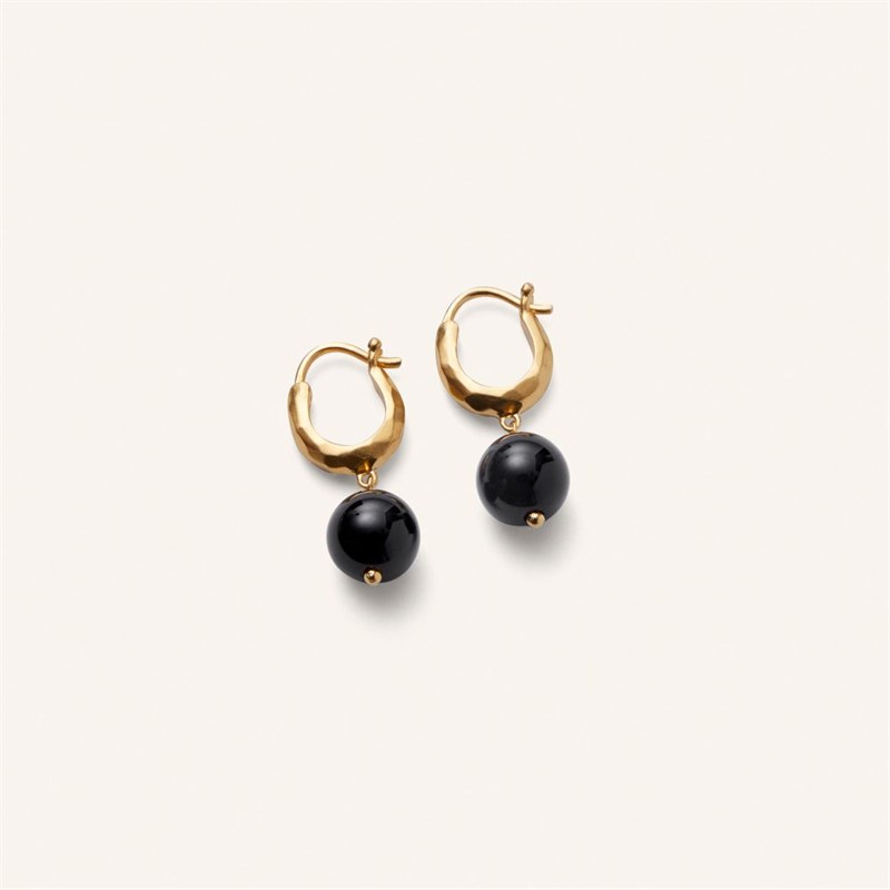 Pernille Corydon Night Sky Øreringe med Sort Onyx sten, Forgyldt