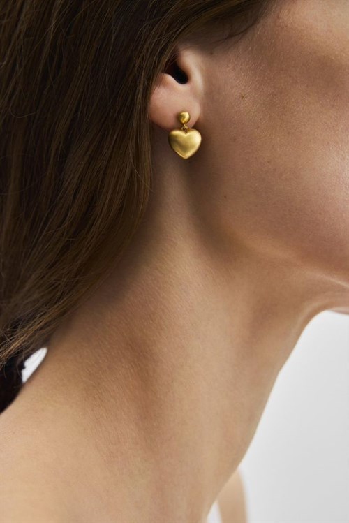 Pernille Corydon Desire Hjerte Øreringe, 18 mm, Forgyldt Messing