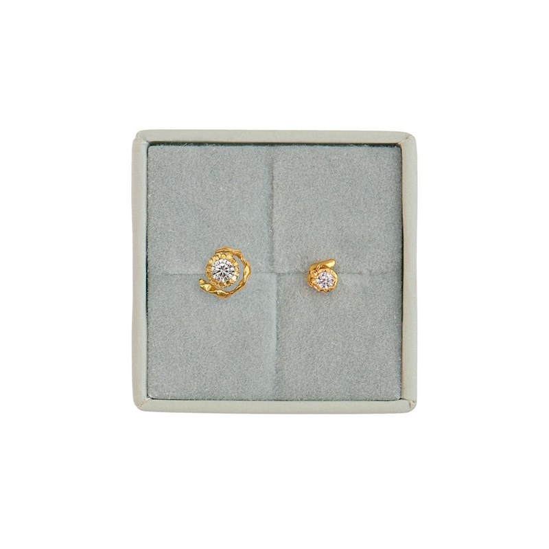 Stine A Big Flow Ørering med Klar Sten, Forgyldt