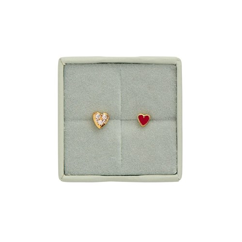 Stine A Petit J'adore Hjerte Ørering med sten, Forgyldt
