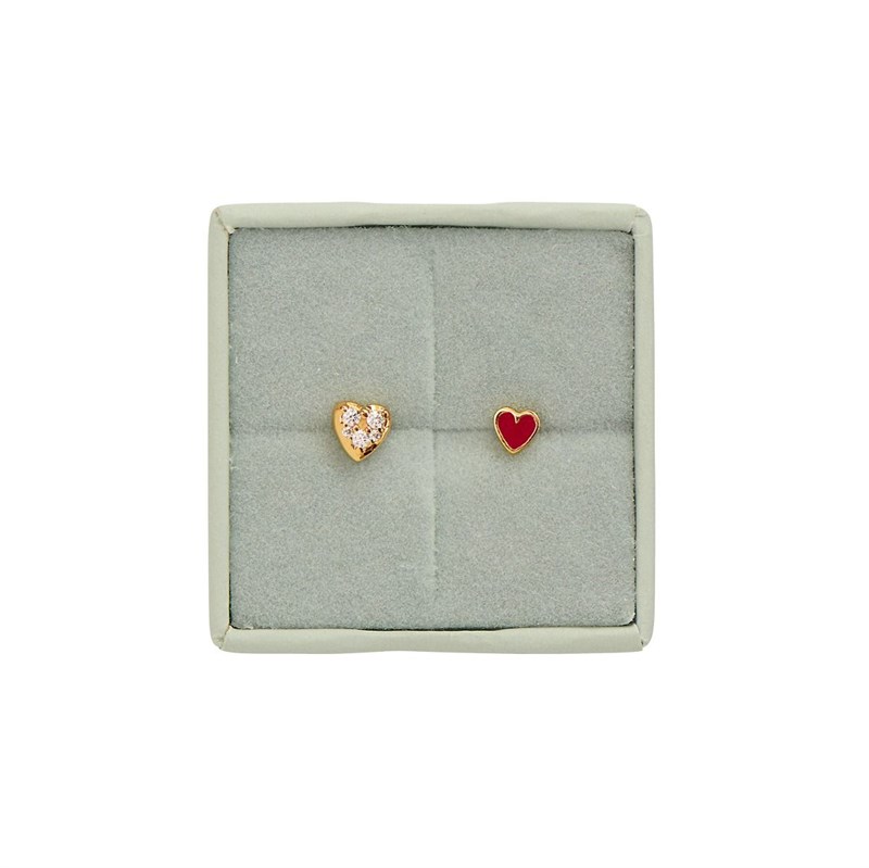 Stine A Petit J\'adore Hjerte Ørering med sten, Forgyldt