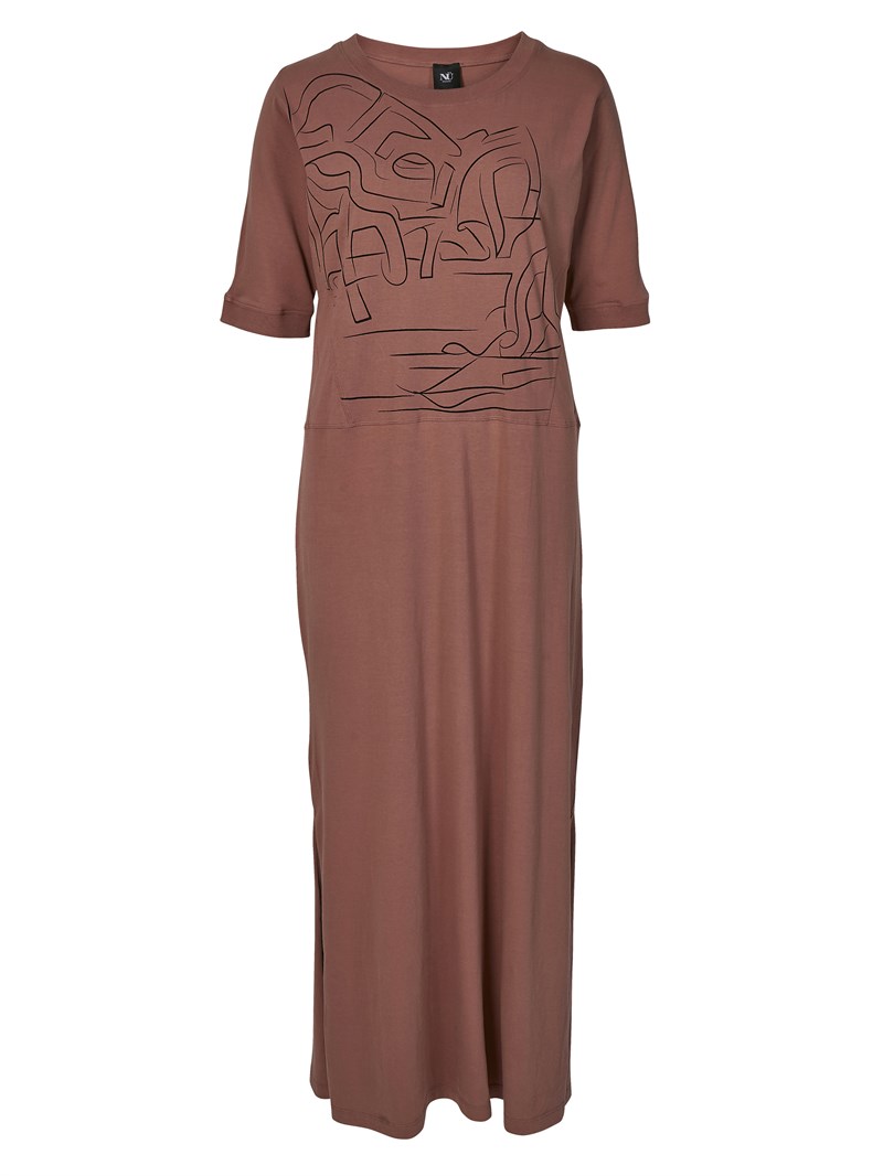 NÜ Zilla Lang Kjole, Jersey med Print, Terracotta