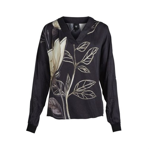 Nü, Andy, Bluse, Med hvide detaljer, Sort