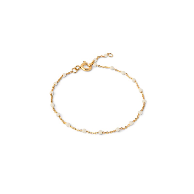 Enamel, Armbånd, Lola, Daisy, Hvid, Forgyldt - Mål: 15.5 + 2 cm