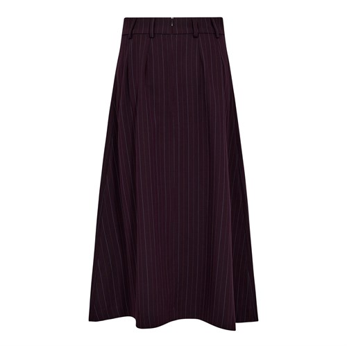 Co'Couture AnyaCC Trinny Pleat Nederdel, Bordeaux m/ Navy Strib