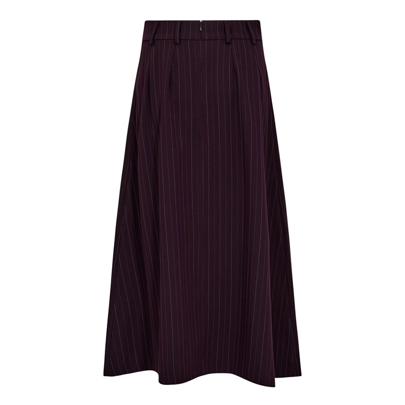 Co\'Couture AnyaCC Trinny Pleat Nederdel, Bordeaux m/ Navy Strib