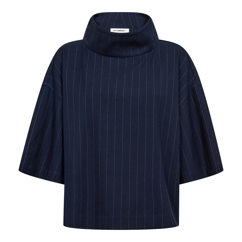 Co\'Couture GabieCC Pin Funnel Bluse med krave, Navy Pin