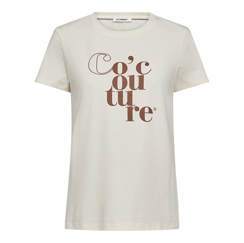 Co'Couture T-shirt med tekst, Offwhite/Suntan