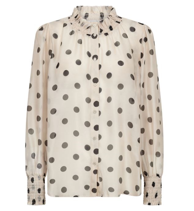 Prikket skjorte fra Co\'Couture, cremefarvet med sorte prikker