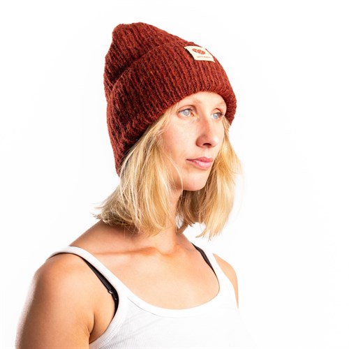 Coffee Beanies Strikhue med uld, Vinrød