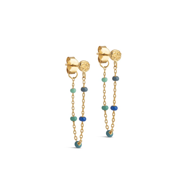 Enamel, Lola Ørering med Kæde, Blå Mix