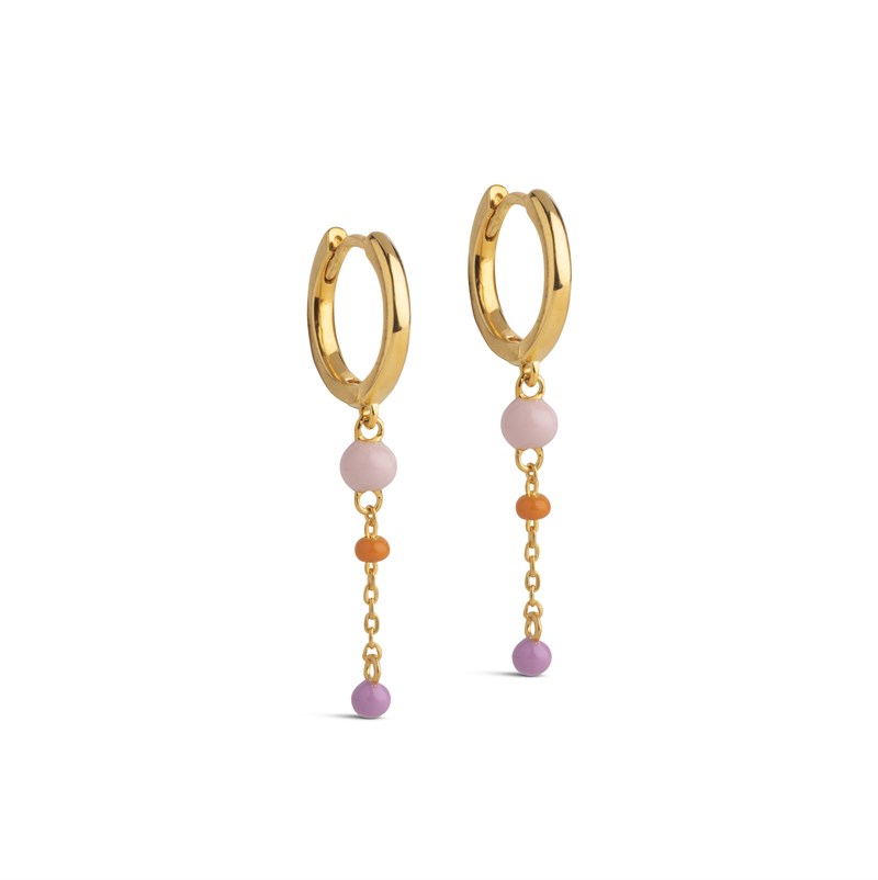 Enamel lola Bold Hoops, Forgyldt, Pink Mix