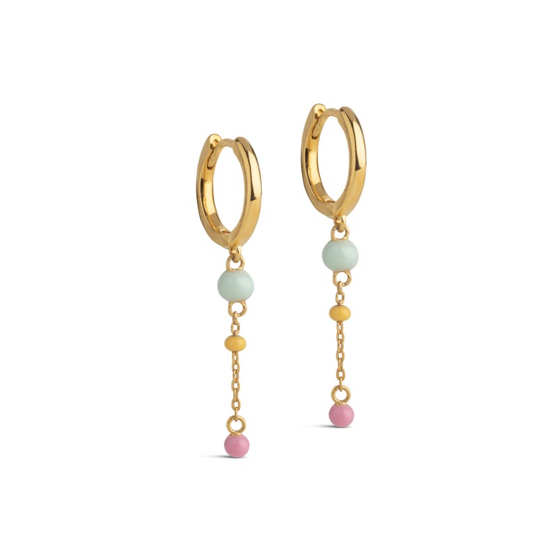 Enamel Lola Bold Hoops, Forgyldt, Pastel Mix