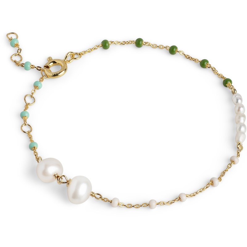 Enamel, Lola Perla armbånd, ferskvandsperler og emalje, grøn