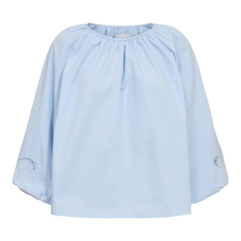 Liberté Rikke Ballon Bluse med 3/4 Ærme, lyseblå