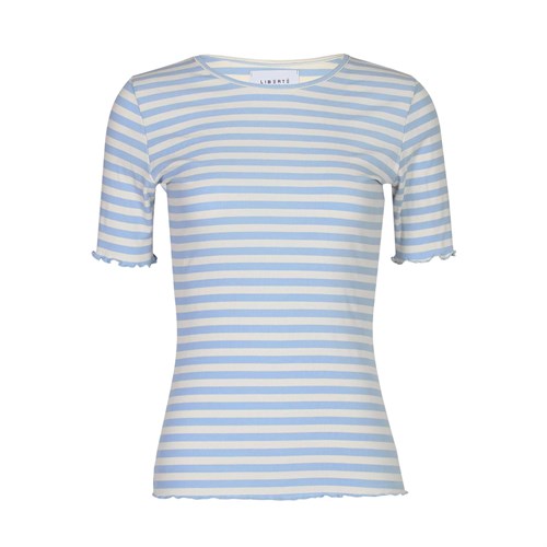 Liberté Natalia T-shirt med striber, Viskose, Lyseblå