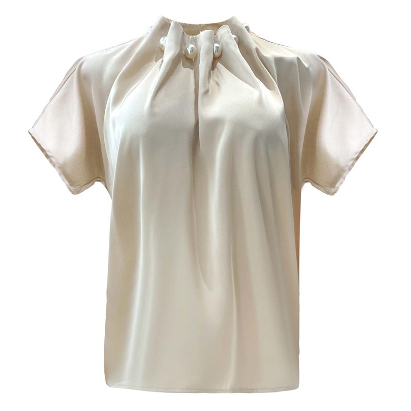 Liberté Pip Pearl Bluse med kort ærme, Champagne
