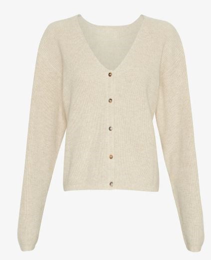 MSCH Klaka Kort Rib Cardigan, bomuld/viskose, Lys Sand