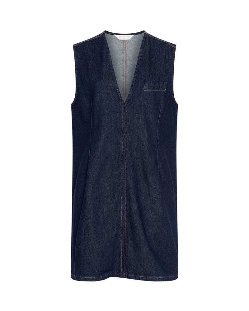 MSCH Adna Alena Denim Spencer Kjole, mørkeblå