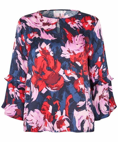 Masai MaBimelda Bluse, 3/4 Ærme, Viskose, A-shape, Mønstret