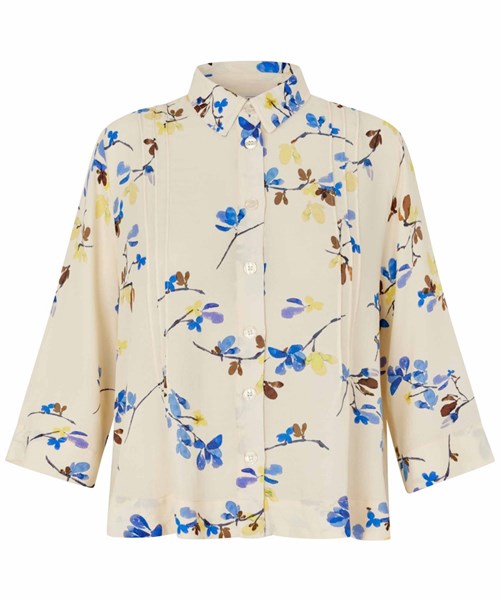 Masai MaIbilisan Skjortebluse, A-shape, Løs, Creme med Blomst