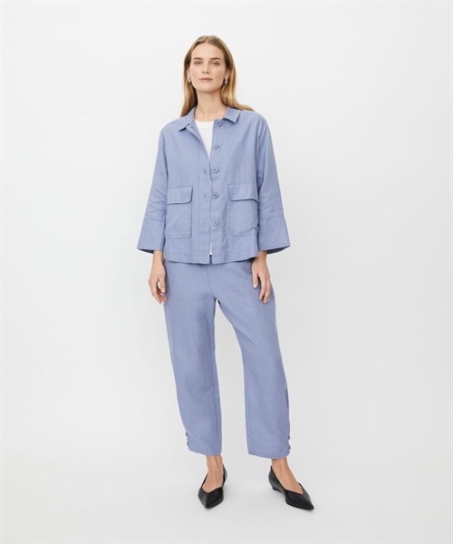 Masai MaIdakai Skjorte/jakke, Hør, A-shape Løs, Støvet Blå