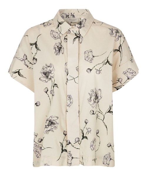 Masai Irelina Skjorte med print, Creme, Oversize Regular