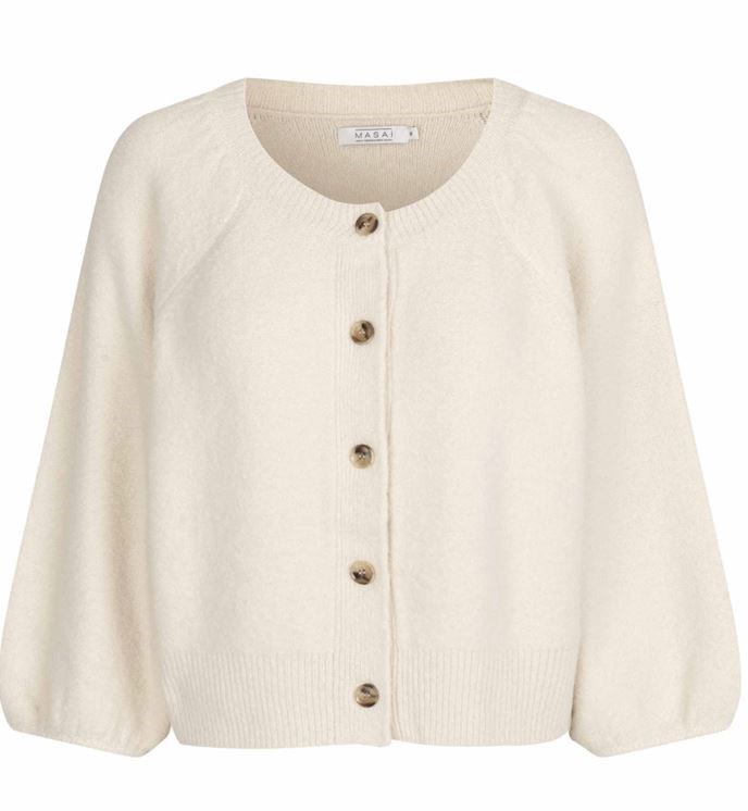 Masai MaLakker Strik Cardigan med Uld, Creme